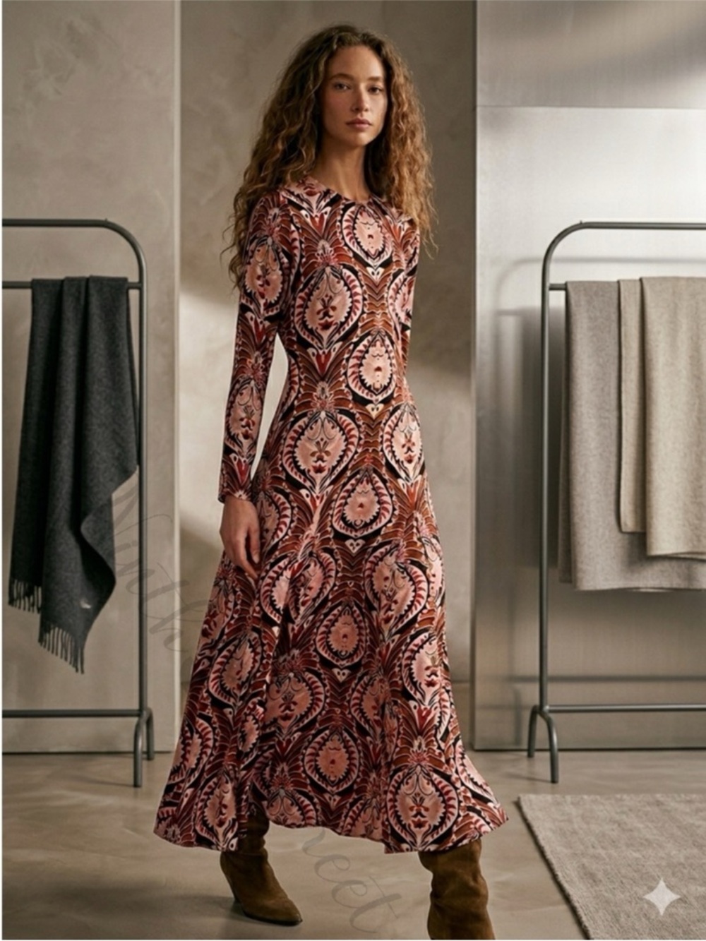 FARM Rio Pineapple Jewelry Long Sleeve Maxi Dress Women’s Medium NWT